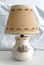 Royal Doulton Bunnykins BUNNY LAMP W SHADE Vintage WORKS Baby Nursery Rabbit 14"
