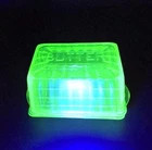 Vtg Anchor Hocking Block Optic Green Uranium Glass Butter Dish 1930s, Base & Lid