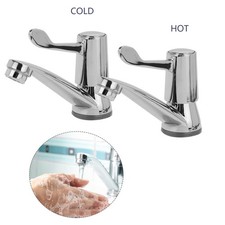 1 Pair Lever Basin Sink Taps Pillar Disabled 1/4 Turn Chrome Pair 1/2" Hot &Cold
