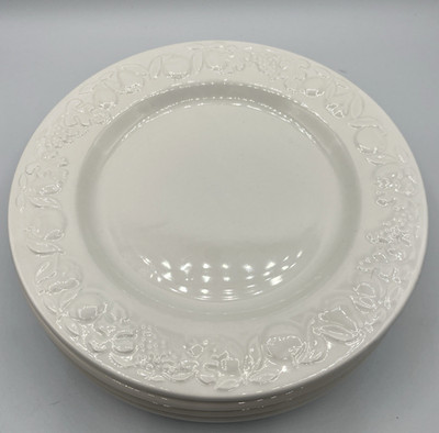 White Plates Embossed Fruit Vintage Set Of 5 Salad- WINDSOR BROWNE Made in Italy