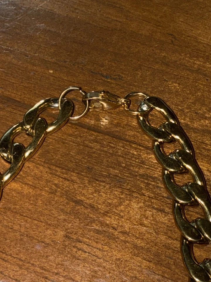 "Juego de pulsera y collar vintage cadena tono dorado cadena 23""" Foto 2 de 4