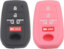 2pcs 5 Buttons Silicone Rubber Remote Smart Key Fob Case Cov Color: black pink
