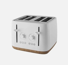 George Home Matt White Scandi 4Slice Toaster Wood Effect BRAND NEW FREE DELIVERY