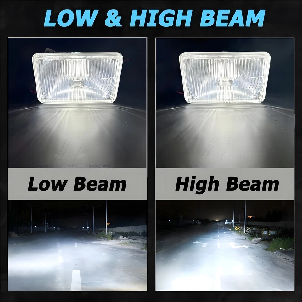 Faróis LED 4 peças preto 4x6" vidro Hi Lo selados serve para GMC T6500 T7500 1997-2009 - Imagem 4 de 4