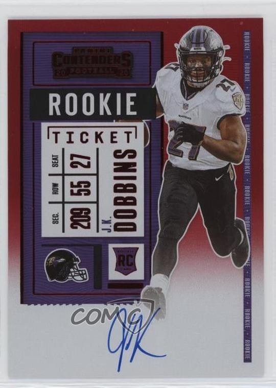 2020 Contenders RPS Variation FOTL Red Zone JK Dobbins #123 Rookie Auto RC 0v2h