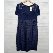 Adrianna Papell NWT Beaded Navy Cocktail Formal Mother of Bride Dress -sz 10