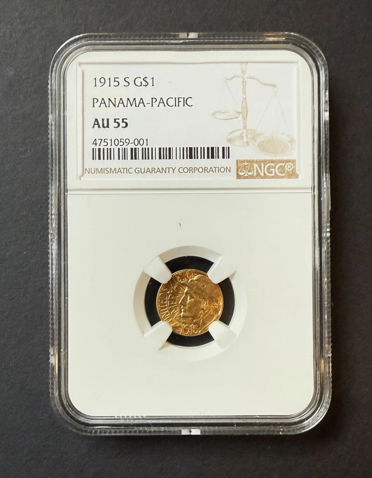1915 S $1 Gold Panama Pacific Exposition Commemorative - NGC AU55 - Image 2 of 4
