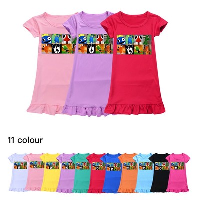 2025 Rainbow Friends Girls Nightdress Novelty Dress Kids Sleepwear Dress Pajamas