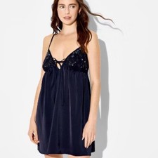 Wild Fable Women's Embellished Mini Babydoll Dress Pink L