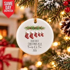 Personalisierte erste Weihnachtskugel Familie 2026 bedruckt Strumpf Ornament Geschenke