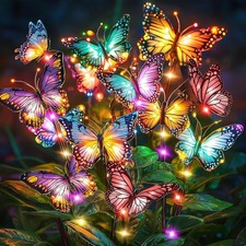 Solar Butterfly Lights Outdoor Waterproof Garden Stake for Yard Pathway Decor