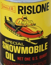 NEAR MINT ~KILLER GRAPHICS ~1950s RISLONE SNOWMOBILE MOTOR OIL Old 1 qt. Tin Can