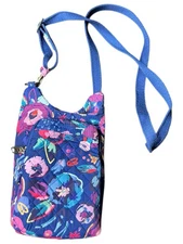 Travelon Crossbody Bag Anti Theft RFID 10x6” Floral Insulated for Water Bottle