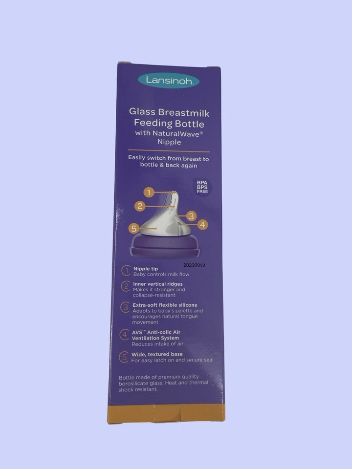 Box of 16 New, sealed Lansinoh Glass Baby Bottle 240ml 8OZ Medium flow  - Image 4 of 4