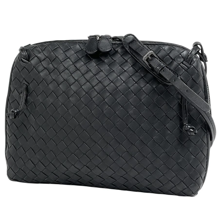 Bottega Veneta — Bottega Veneta Intrecciato Nodini Leather Black Shoulder Bag 245354 #BS2050