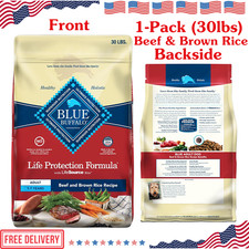 Blue Buffalo Life Protection Adult Dog Food Beef Brown Rice 30lb Bag