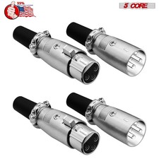 5Core XLR Connector 2 Pair Male Female to 1/4 Audio Jack 3 Pin Secure Mic Plug