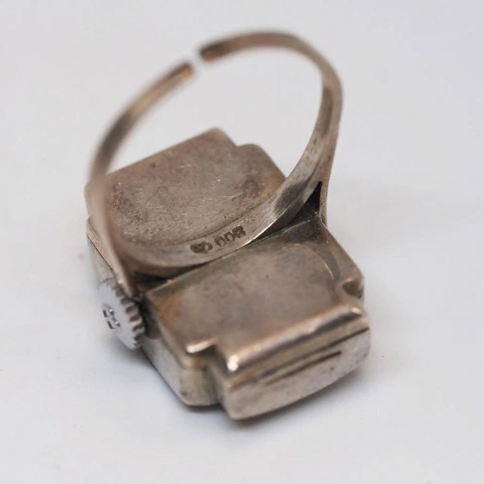 Reloj Bucherer 800 Plata Marcasita Damas Elegante Anillo Talla 7 Foto 3 de 4