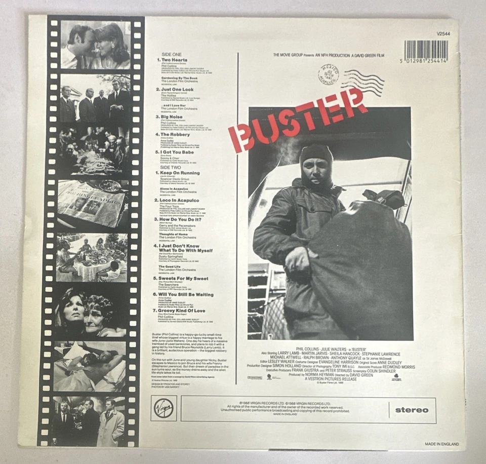 Buster - Original 1988 Motion Picture Soundtrack Vinyl LP Album Record EX / EX - Image 3 of 4