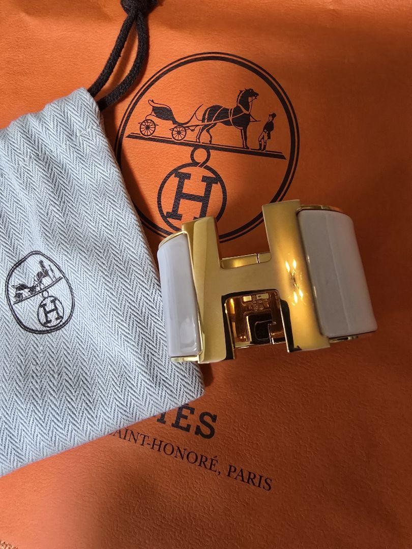 Hermes Click H Gold-Plated Extra Large 16cm White No Box