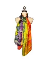 Signed 100 Silk Scarf Bold Colorful Wrap 24x72