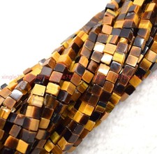 New Natural Beautiful 5X5mm Yellow Tiger Eye Gemstone Loose Beads 14 in 1Strand