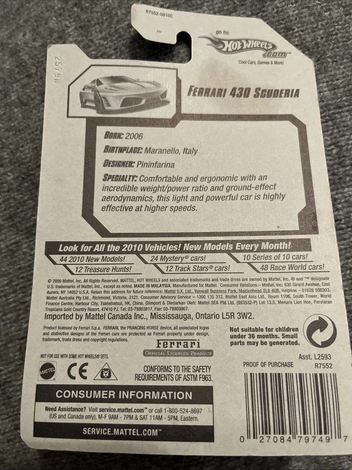 Hot Wheels 2009 Ferrari 430 Scuderia Yellow 1:64 Diecast - Image 2 of 2