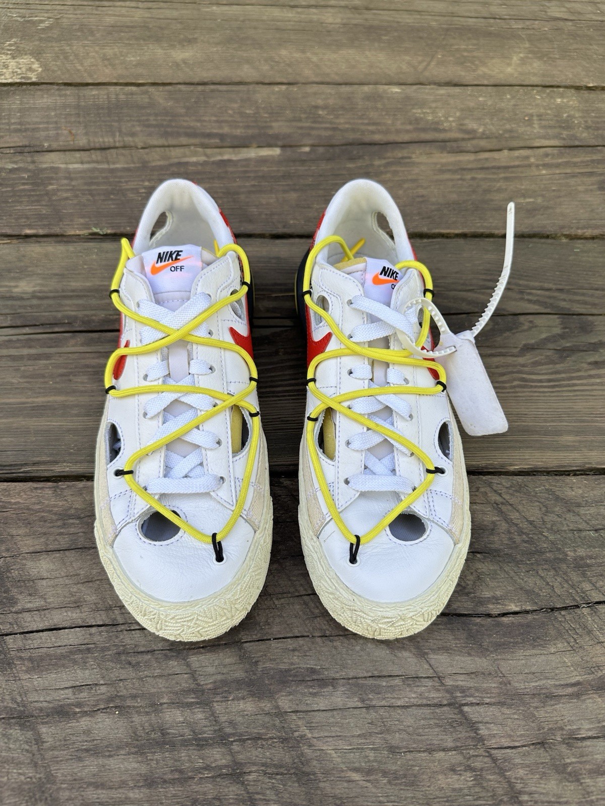 OFF WHITE X NIKE Nike Off White x Blazer Basso Bianco Università Rosso Taglia 7