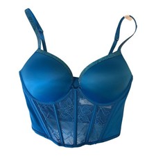 Victoria s Secret Blue Lace Corset Bra Bustier Push-Up NWT Multi Size