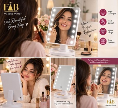 FAB LED Schminkspiegel mit Beleuchtung Touch Control Tischplatte Kosmetik Ankleidespiegel