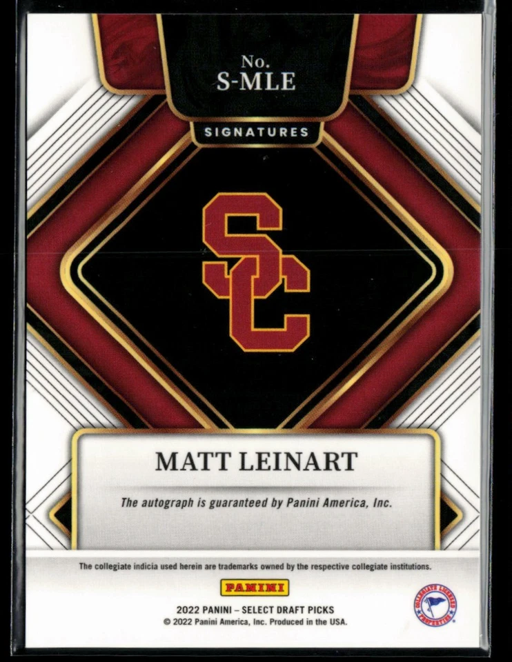 2022 Select Draft Picks Signatures #S-MLE Matt Leinart - Image 2 of 2