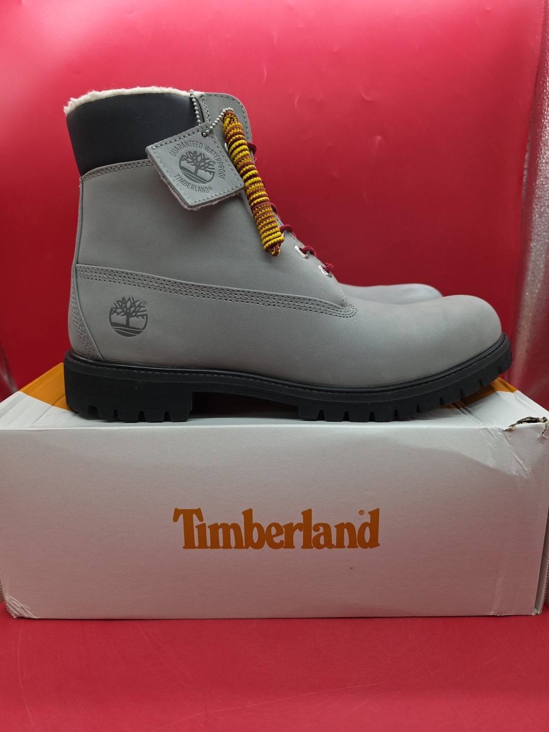 S 6 In Wp Warmlineboot Md Grey Nubuck With Red