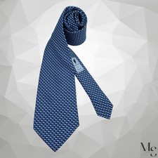 VINEYARD VINES Blue Monogrammed Designer Silk Tie Handmade In USA 60"-3.75" EUC
