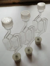  3 ct. S-Shape Twin Bubble Airlock w/ #6.5 Bung Stopper Gum Rubber size 6.5