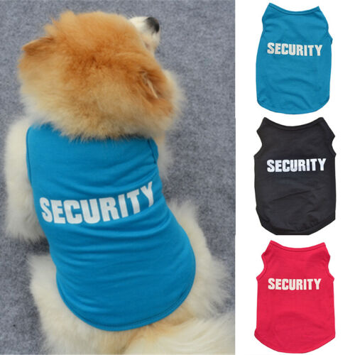 Dog Vest Pet Clothes Pet Costume Sleeveless T-shirt Black Tops Security Summer - Afbeelding 1 van 18