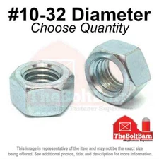 #10-32 Grade 2 Finished Hex Nuts Zinc Plated FINE Thread (Pick Quantity)