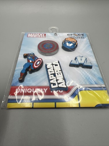 Crocs Jibbitz Uniquely You Charms Original Marvel Captain America 5 Pack. Blue - Picture 2 of 6