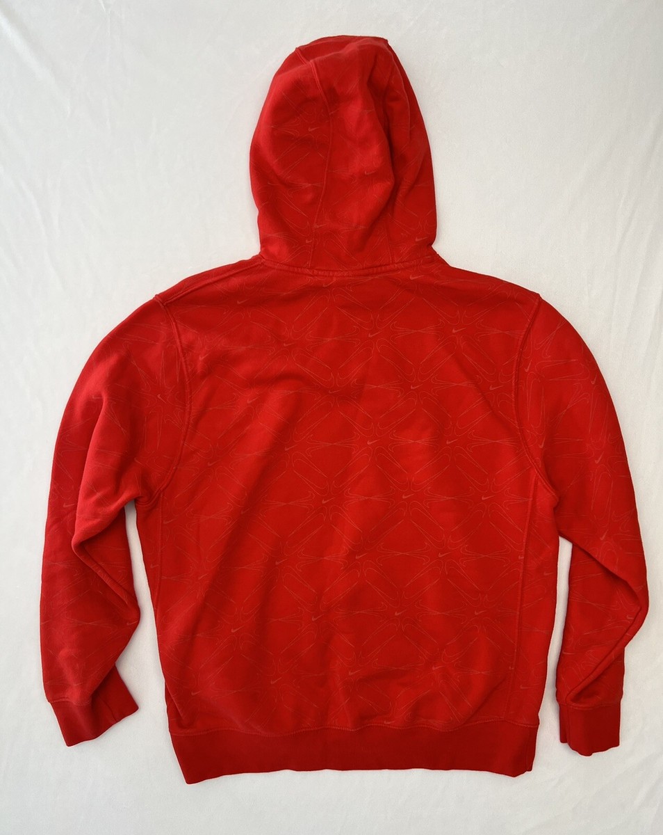 red nike hoodie with checks all over