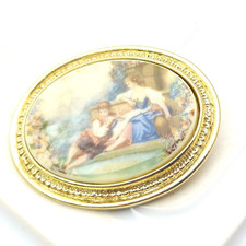 Vintgage Oval Georgian Lovers Brooch Gift for Mum Mother's Retro Jewellery 
