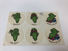 Vintage Pickle Scratch and Sniff Stickers Rewards Qty of 6 Self-Adhesive