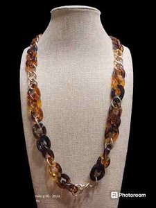 Authentic Margot Necklace - Premier Designs - Tortoise Shell With Gold Plated Links Chain
