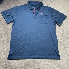 Dominos Gear Polo Crew Shirt Mens Large Short Sleeve Blue Stretch