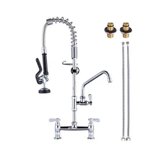 Commercial Kitchen Faucet Deck Mount with Pre-Rinse Sprayer 26" Height Kitche...