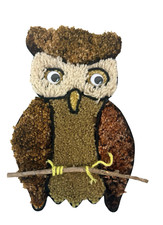 Owl Latch Hook Tapestry Yarn Rug Wall Hanging Art Mid Century NO HANGER/HOOK