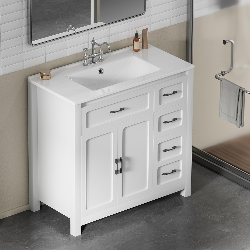 30" Bathroom Vanity with Sink White Modern Bathroom Sink