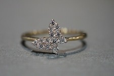 14K Solid Yellow Gold Beautiful Butterfly CZ Ring. Size 7.25
