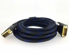 3M (10ft) Blue Black Braided Cord DVI-D 24+1 Pin Dual Link Male to Male Cable