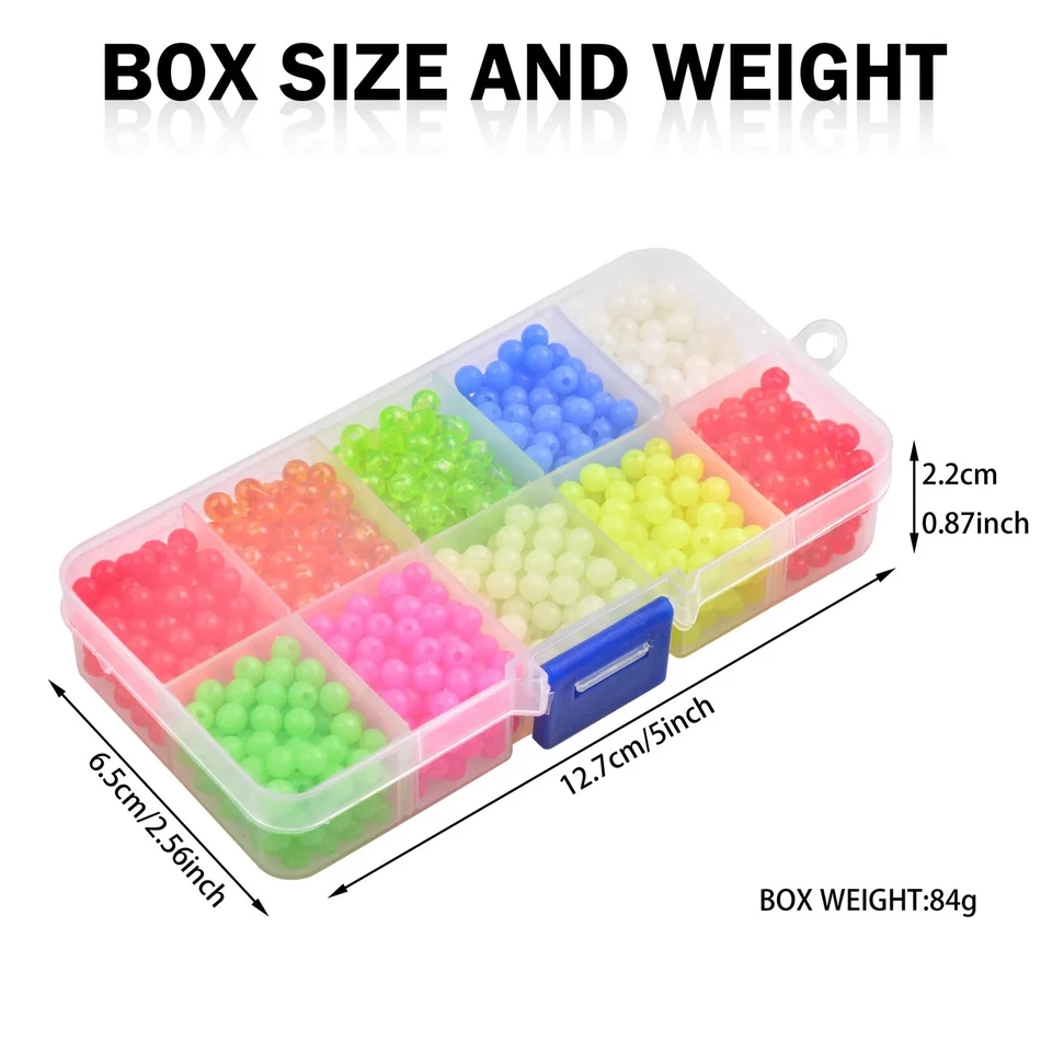 1000 cuentas de pesca de 5 mm cuentas surtidas flotador redondo brillo plataforma de pesca cuentas huevos Foto 3 de 4