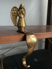 Vintage Weighted Brass Angel Christmas Stocking Holder. Made In India.