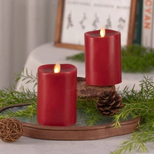 Set of 2 Luminara Flameless Wax Pillar Candles with Realistic Moving Flame 3x4.5